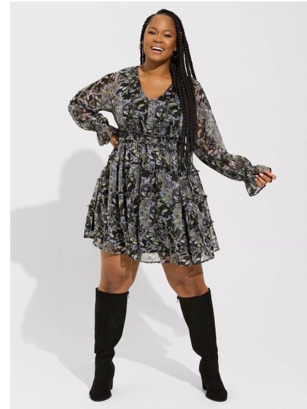 Torrid Mini Lurex Chiffon Tiered Dress
